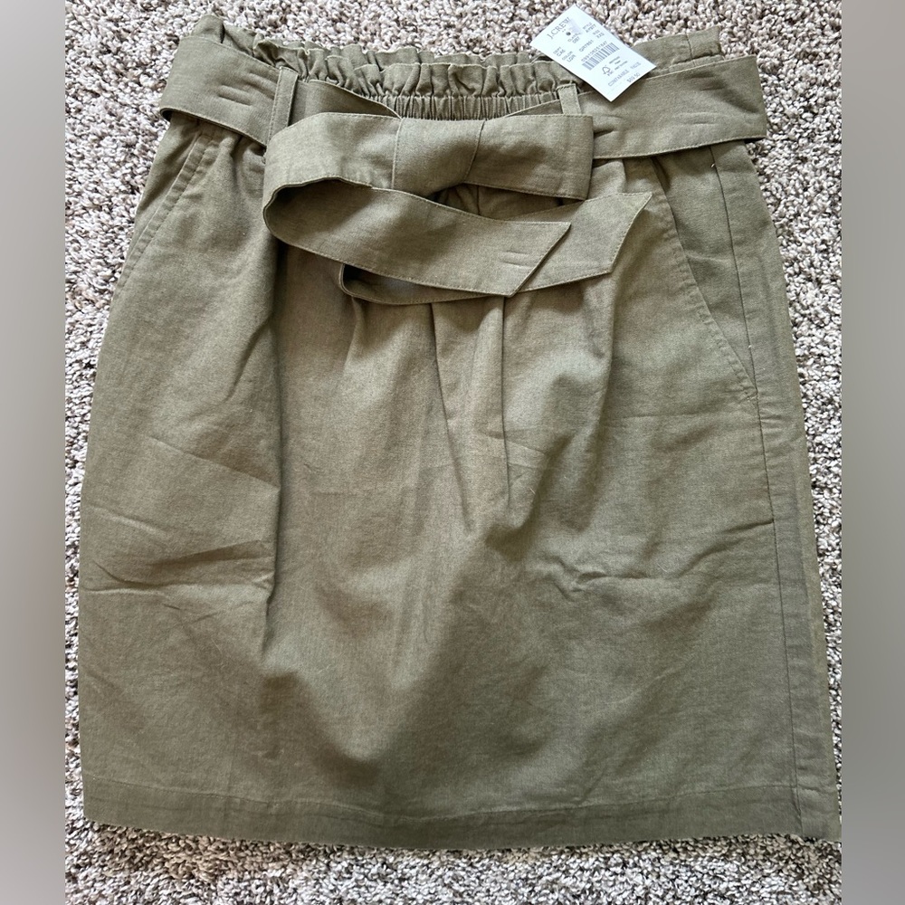J. Crew Linen Blend Skirt - Olive Green